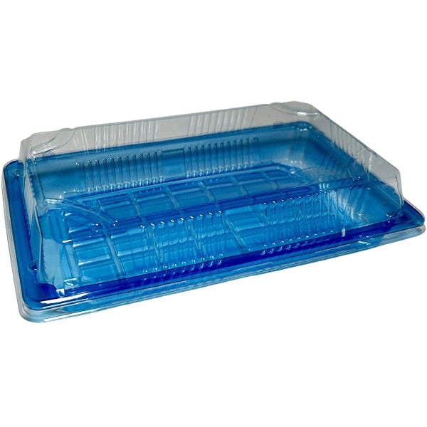 BX PACKAGING - 15 CLEAR BLUE WITH LIDS SUSHI TRAYS 400CT