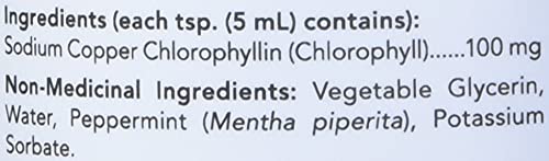 NOW Supplements, Liquid Chlorophyll, Super Concentrated, Internal Deodorizer, Mint Flavour, 473mL