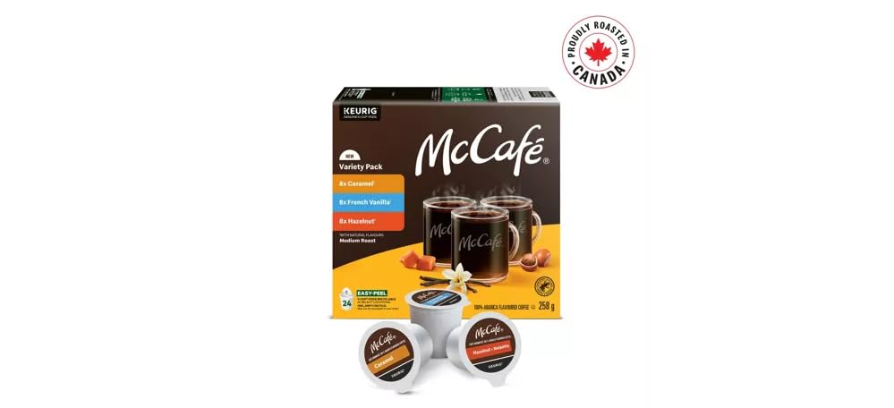 McCafé Variety Pack K-Cup Pods for Keurig Brewers, Medium Roast, Caramel, French Vanilla & Hazelnut, 24 Count