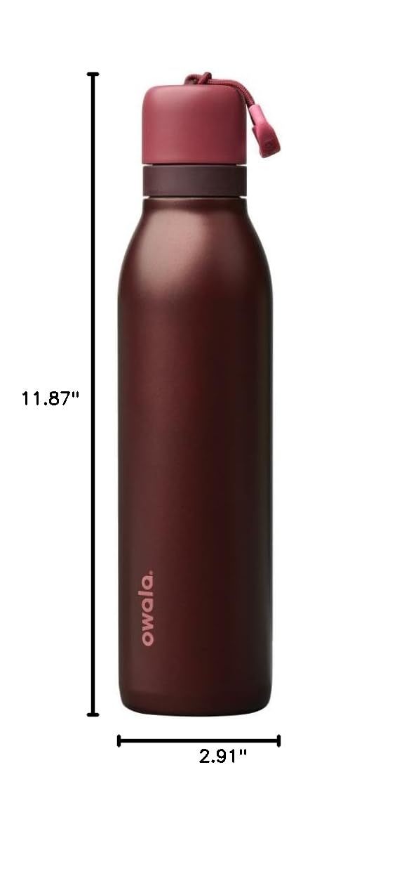 Owala FreeSip Twist Insulated Stainless Steel Water Bottle with Straw for Sports and Travel, BPA-Free, 24-oz, Black Cherry