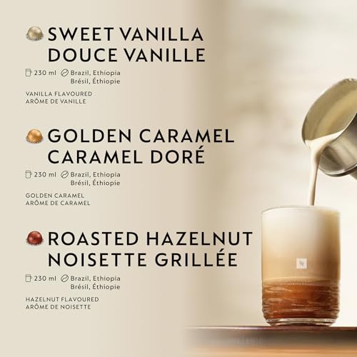 Nespresso Vertuo Flavored Coffee Capsules Variety Pack - 60 Pods (Vanilla, Hazelnut, Caramel)