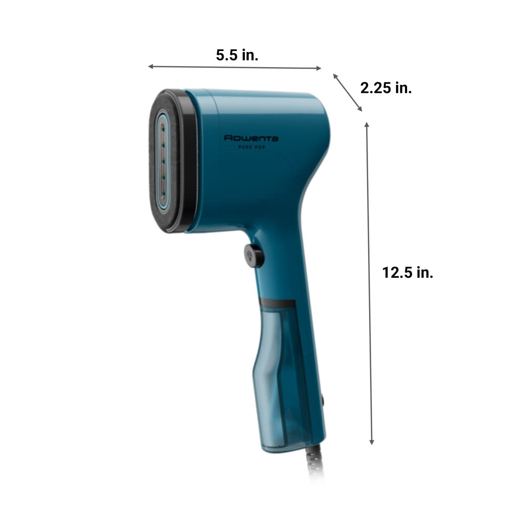 Rowenta Pure Pop, Handheld Steamer for Clothes 1.5 Pounds 15 Second Heatup, 2.3 Ounce Capacity 1150 Watts, Portable, Garment Steamer, With Lint Remover, Blue
