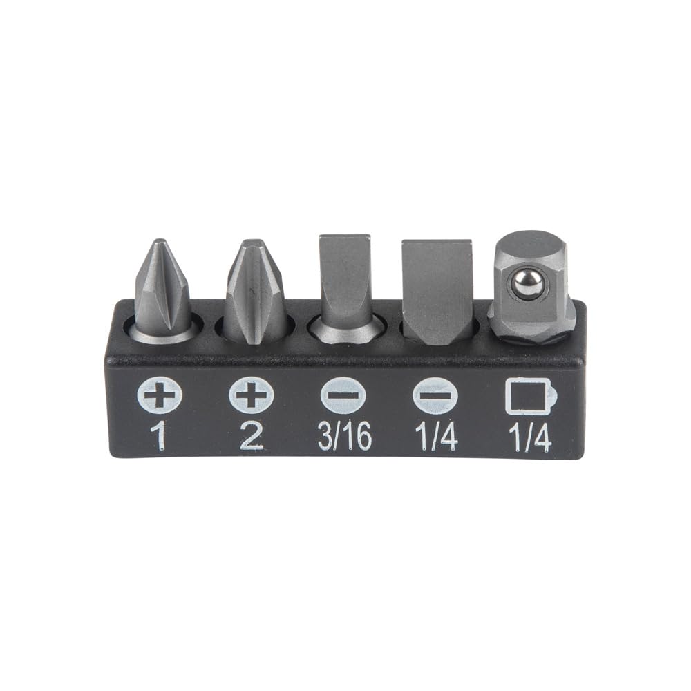 Klein Tools 65200 Ratchet Set, 5-Piece Mini Ratchet Set with Phillips, Slotted, and Adapter for Other Socket Sizes, for Tight Spaces