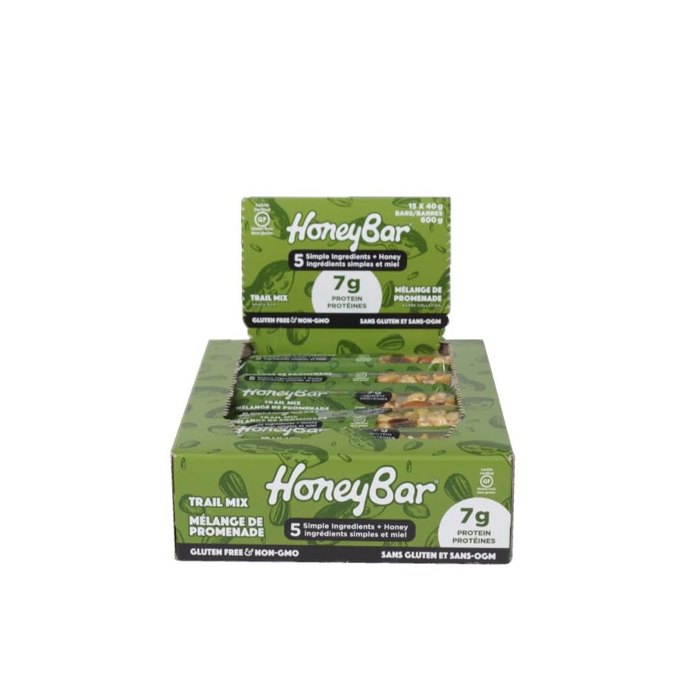 HoneyBar Snack Bars, Trail Mix, 15 x 40g bar (Case Pack) HoneyBar