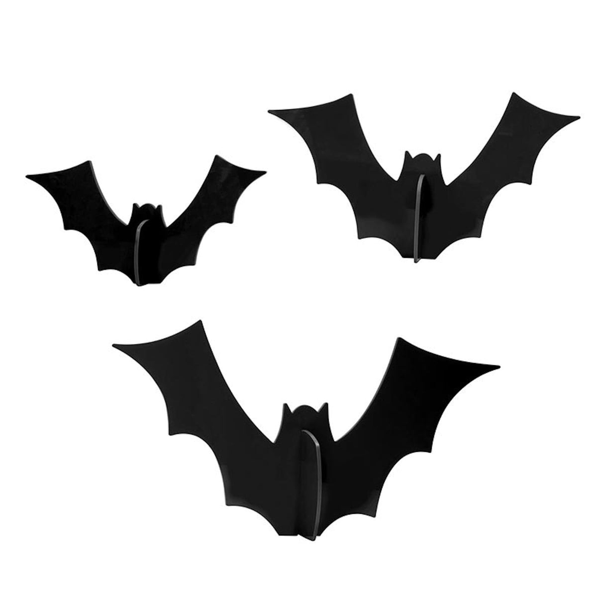 Décoration chauve-souris Halloween Kailo Chic, acrylique noir, lot de 3 (ADB-25546)