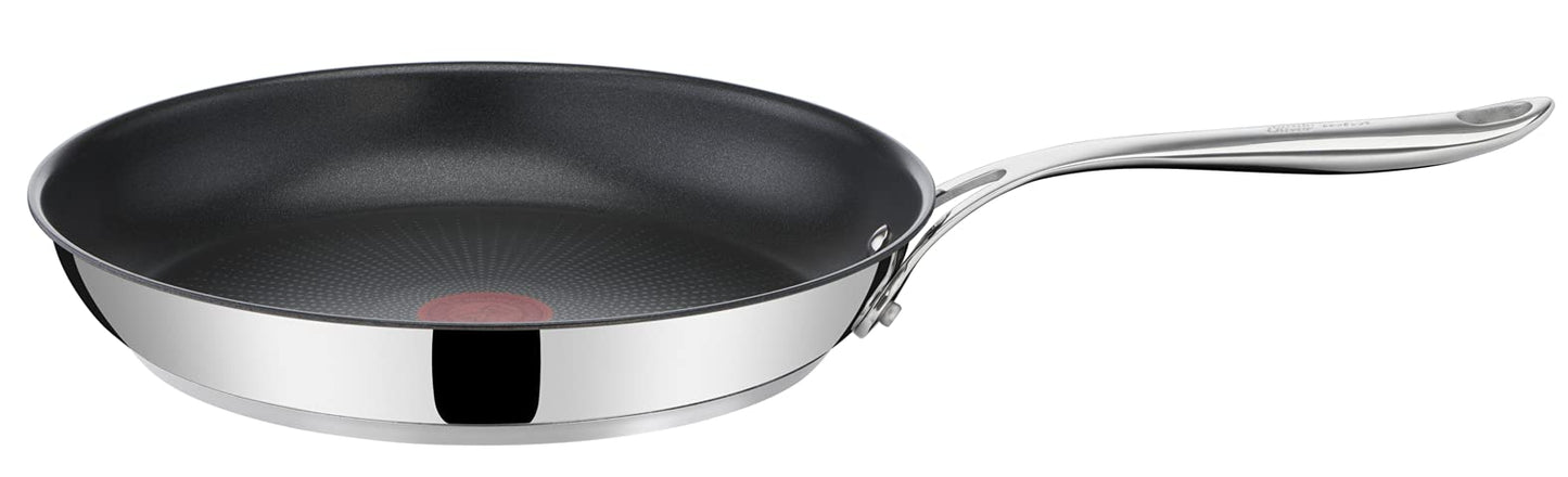 Jamie Oliver by Tefal Nonstick Coated Stainless Steel Pan 11-Inch, Induction Compatible, Oven Safe up to 500°F, Chef's Stainless Steel Skillet, Non Stick Frying Pans, Silver T-Fal