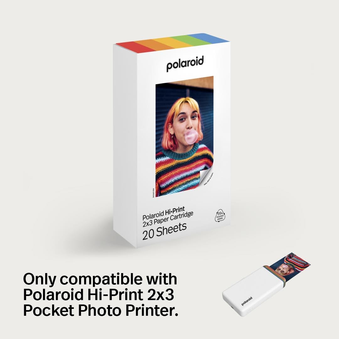 Polaroid Hi-Print - 2nd Generation Bluetooth Connected 2x3 Pocket Photo Dye-Sub Printer - White Printer Only (9128) Polaroid