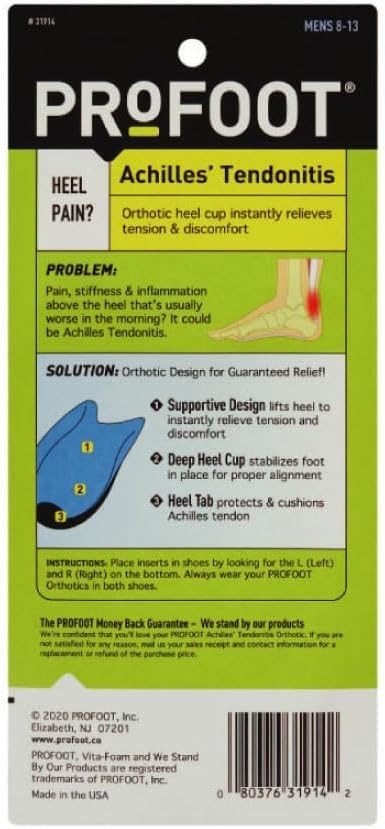 ProFoot Achilles Tendonitis Men's Orthotic Heel Cup, 1 ea