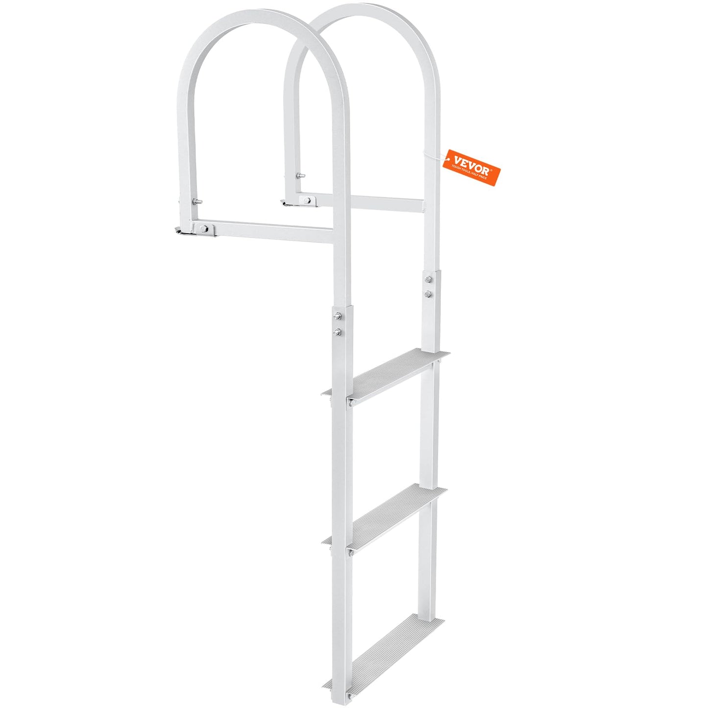 VEVOR Dock Ladder, Removable 3 Steps, 500 lbs Load Capacity, Aluminum Alloy Pontoon Boat Ladder with 3.1'' Wide Step & Nonslip Mat, Easy to Install for Ship/Lake/Pool/Marine Boarding VEVOR