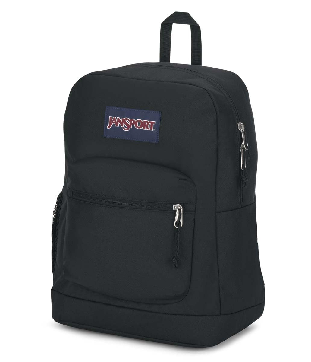 JanSport Cross Town Plus Backpack - Large Main Compartment, Side Water Bottle Pocket, 15-Inch Padded Laptop Sleeve - Black