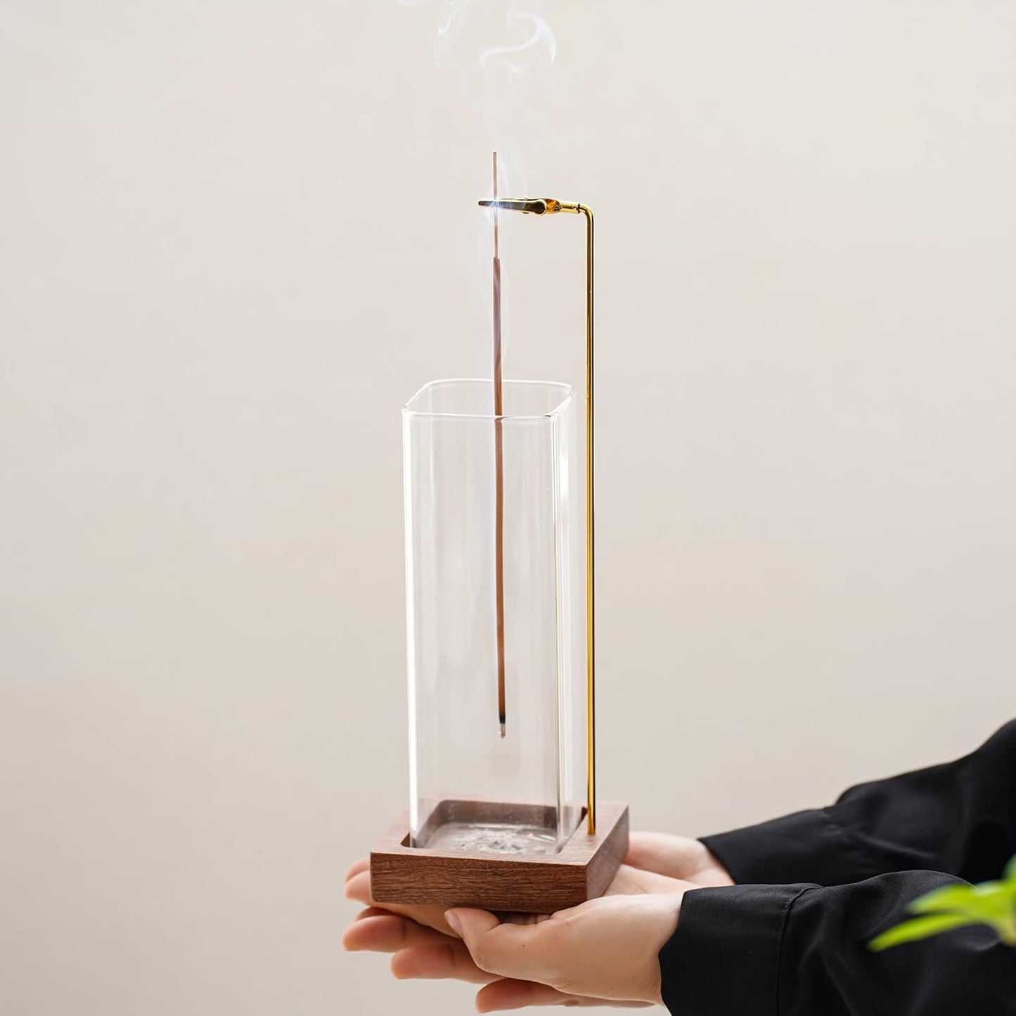 Ceremony Incense Holder, Wooden Incense Holder for Sticks with Glass Ash Catcher, Anti-ash Incense Burner with a Ash Brush for Meditation Yoga Spa Room Decor - Available at All In One Marketplace Canada