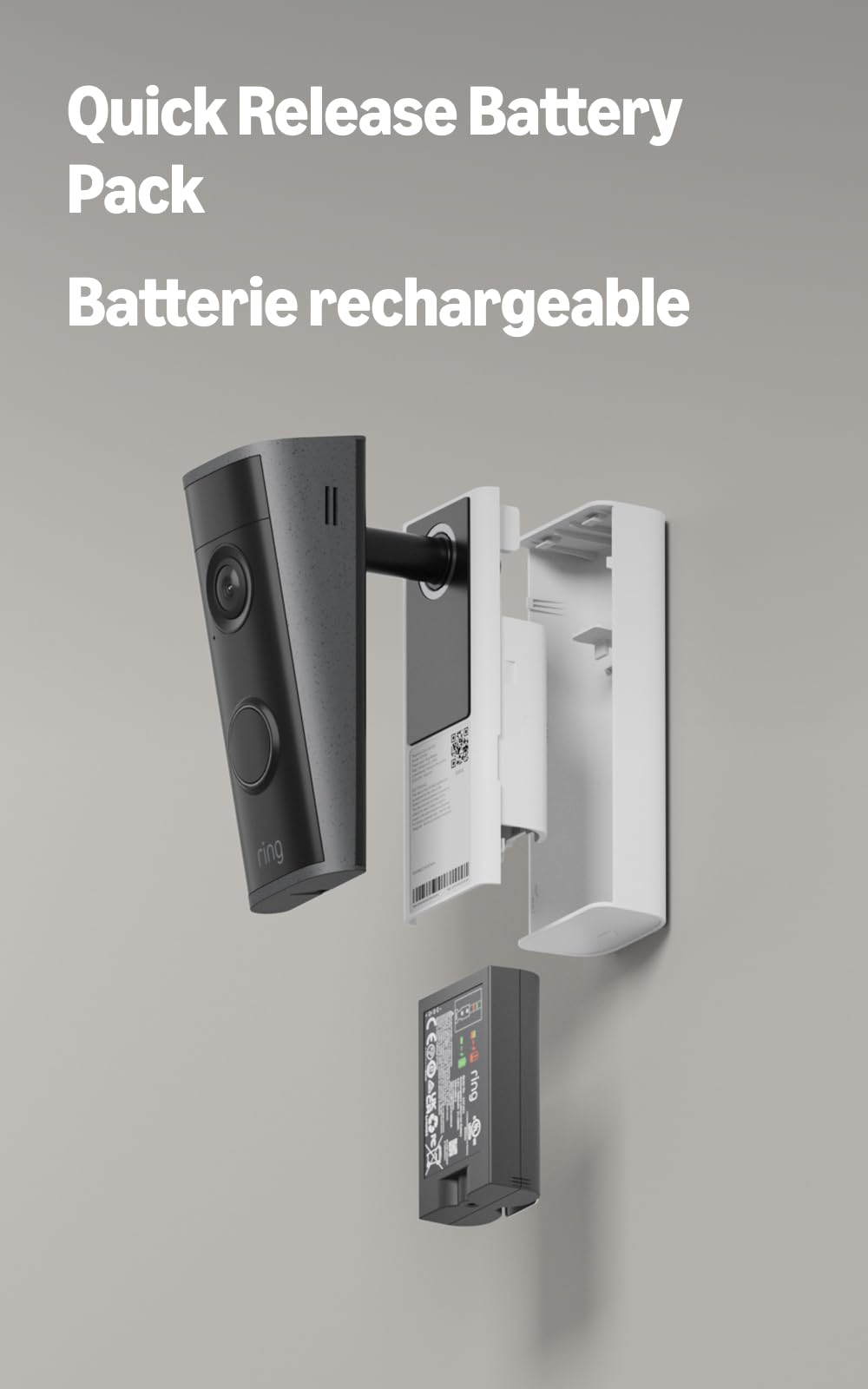 Ring Peephole Cam 2K (Newest Model), replaces physical peephole viewing with Retinal 2K and wide-angle video, renter-friendly installation, Speckled Gray