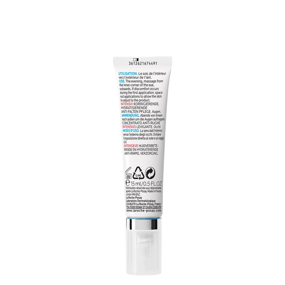La Roche-Posay Redermic Retinol Eyes, Intensive Anti-Aging and Anti-Wrinkle Eye Cream with Pure Retinol and Caffeine, Fragrance-free, Suitable for Sensitive Skin, 15mL