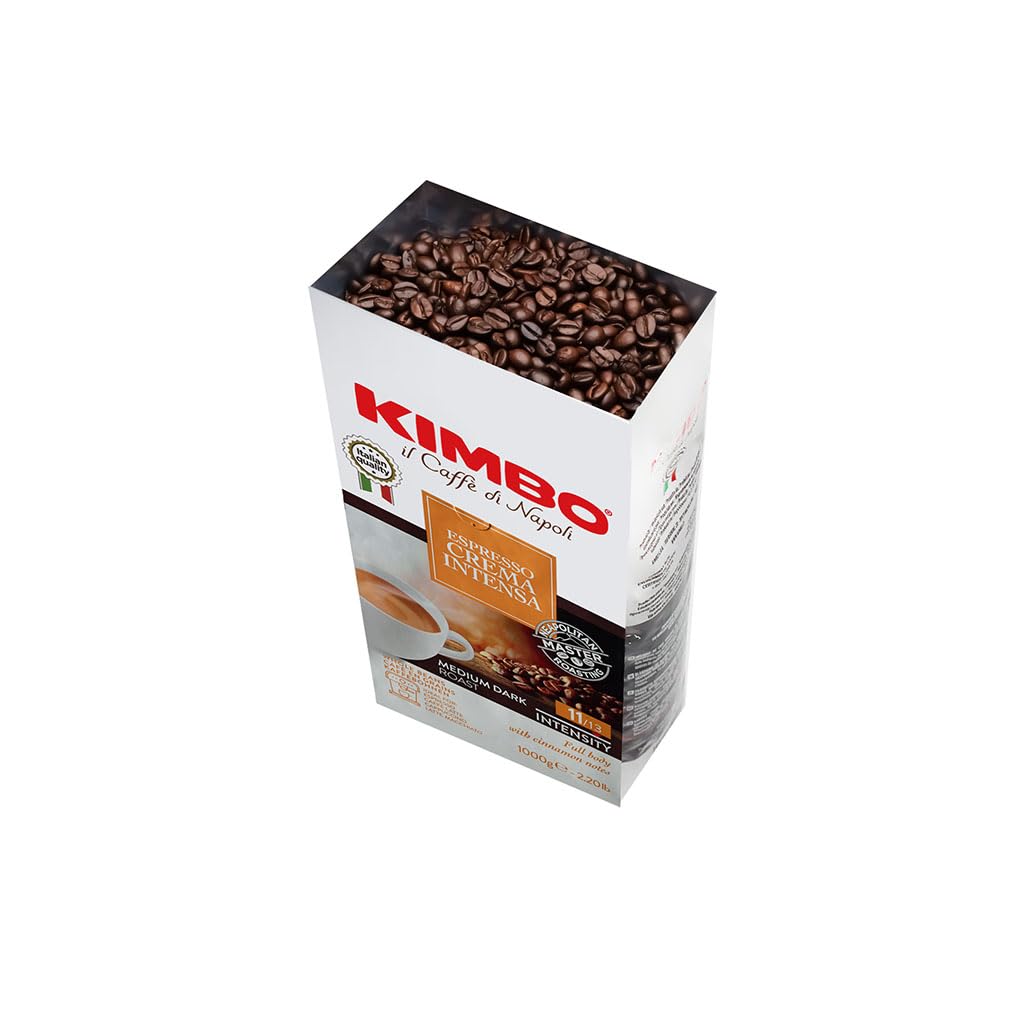 Kimbo Espresso Crema Intensa | Whole Bean Coffee | Medium Dark Roast, Intensity 11/13 | Roasted, Blended and Made in Italy | 1kg / 2.2lb Bag - Available at All In One Marketplace Canada