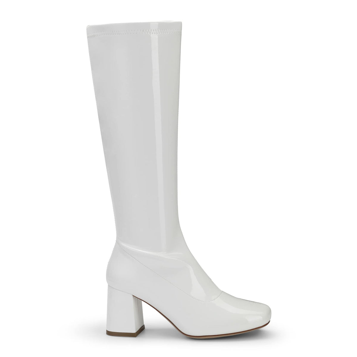 DREAM PAIRS Women Knee High Chunky Gogo Boots,White/Patent/Pu,8 🍁 All In One Marketplace Canada