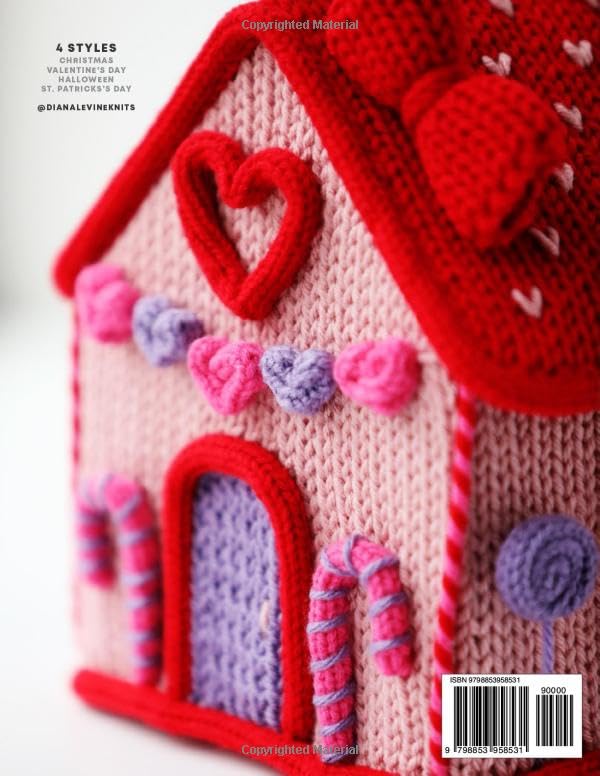 Maisons en pain d'épices : un modèle pour machine à tricoter circulaire (4 styles : Noël, Saint-Valentin, Saint-Patrick et Halloween)