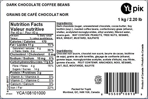 Yupik Dark Chocolate Covered Coffee Beans – 60% Cacao, 1 kg, Kosher, High Fiber Snack