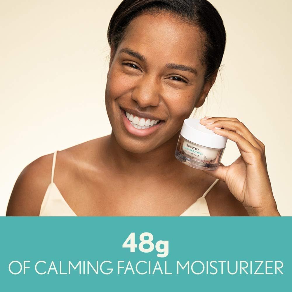 Aveeno Calm + Restore Oat Gel Facial Moisturizer for Sensitive Skin, Lightweight Gel Cream Face Moisturizer with Prebiotic Oat and Feverfew, Hypoallergenic, Fragrance and Paraben-free, 48 Grams - Available at All In One Marketplace Canada