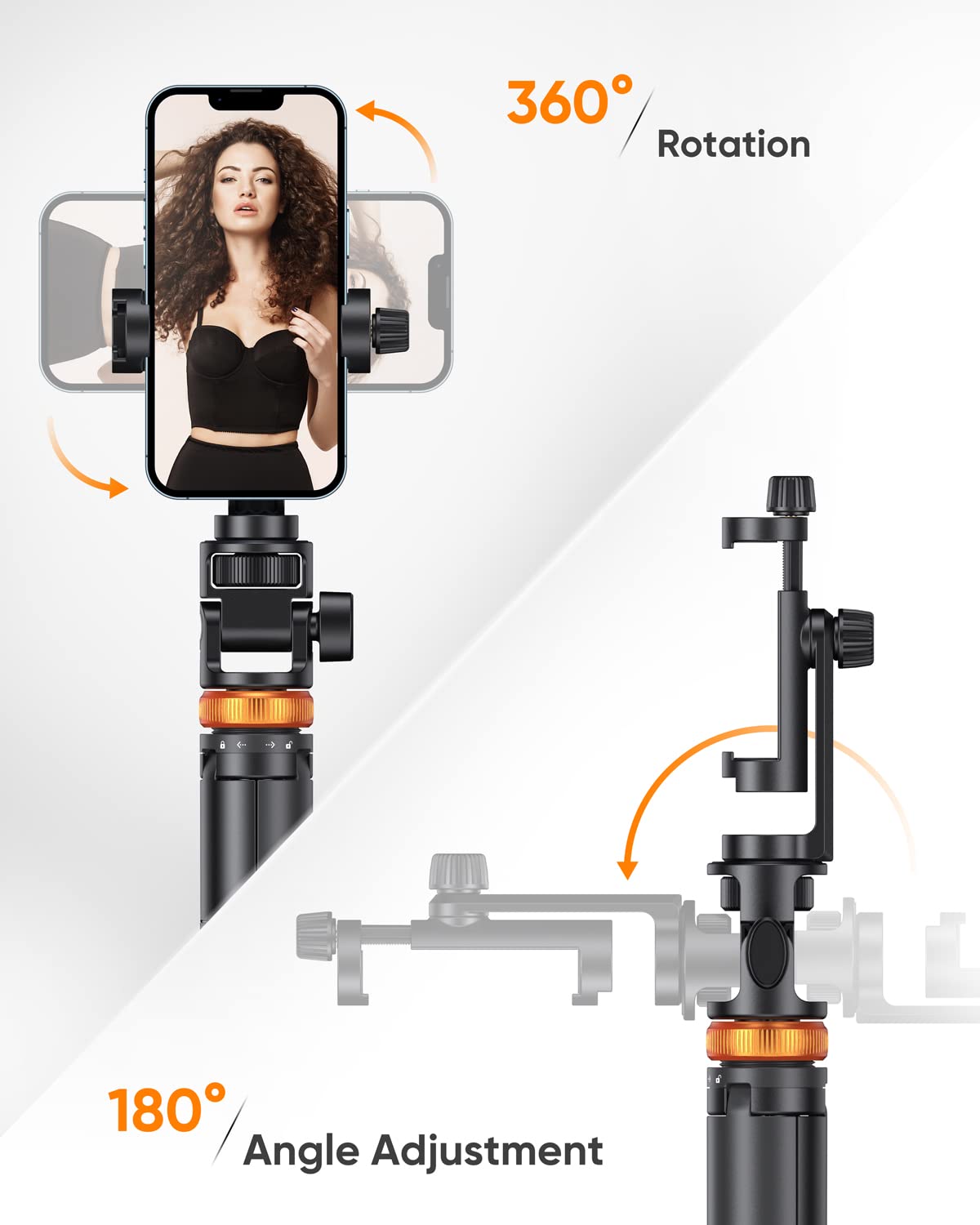 EUCOS 62" Phone Tripod, Tripod for iPhone & Selfie Stick with Remote, Extendable Cell Phone Stand & Travel Tripod, Solidest Tripod for Phone Compatible with iPhone/Android - Available at All In One Marketplace Canada