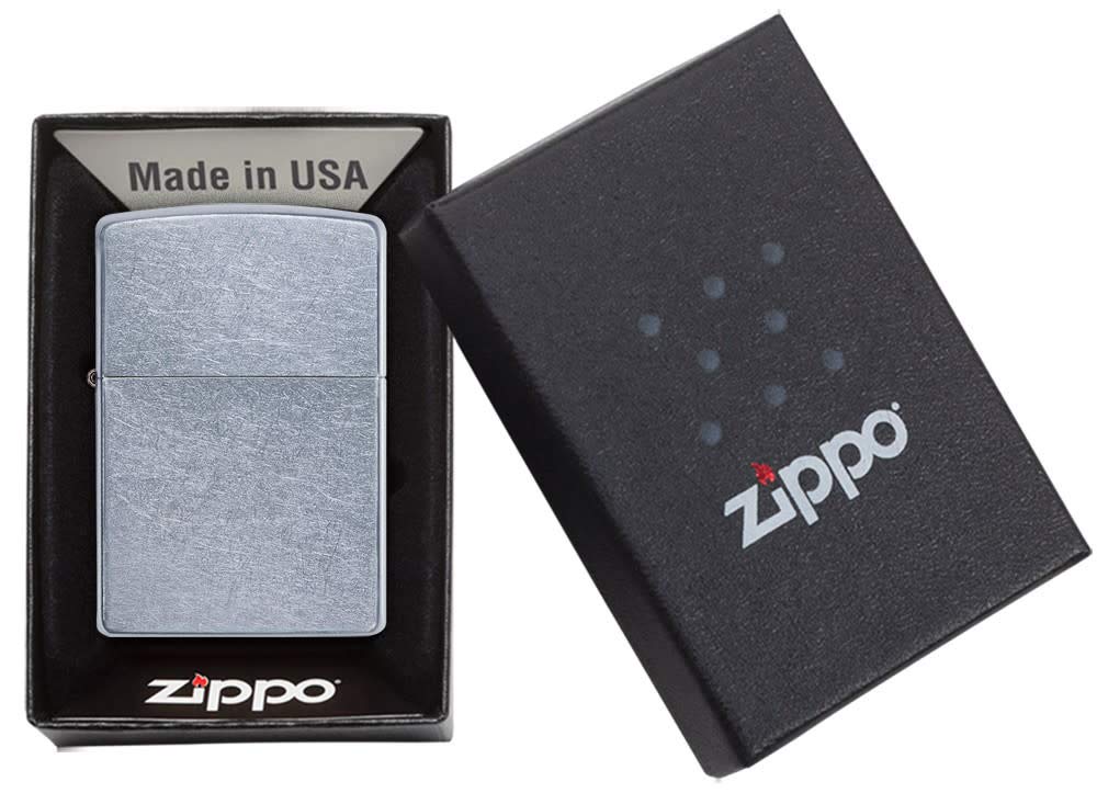 Zippo Street Chrome Pocket Lighter, 5 1/2 x 3 1/2cm, Silver - Available at All In One Marketplace Canada