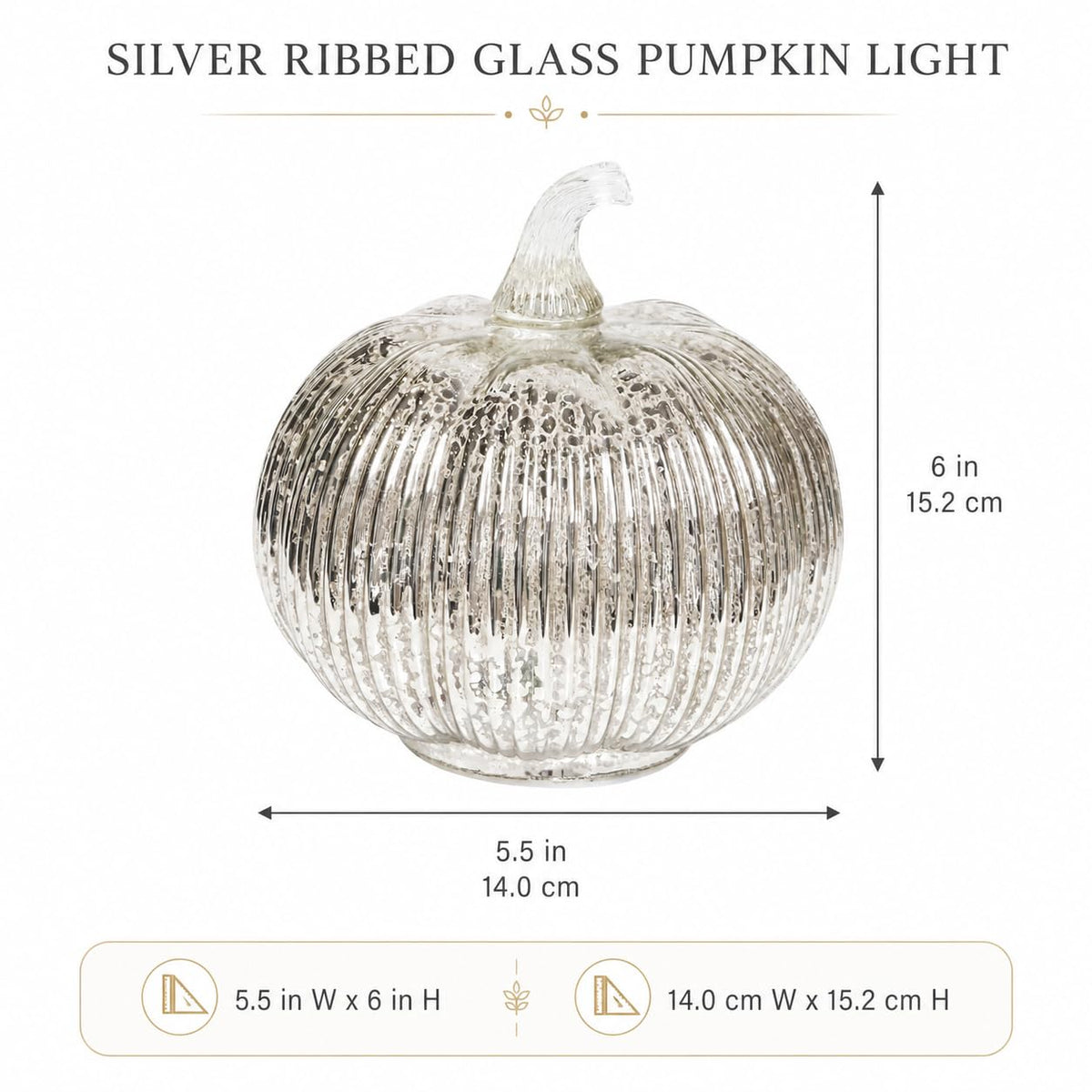 Hvfun 5.5 "(14cm) Mercury Glass Light up Pumpkin with Timer- Battery Operated Table Lamps for Festive Decoration-Thanksgiving Home Decoration Decorations (Silver) 🍁 All In One Marketplace Canada