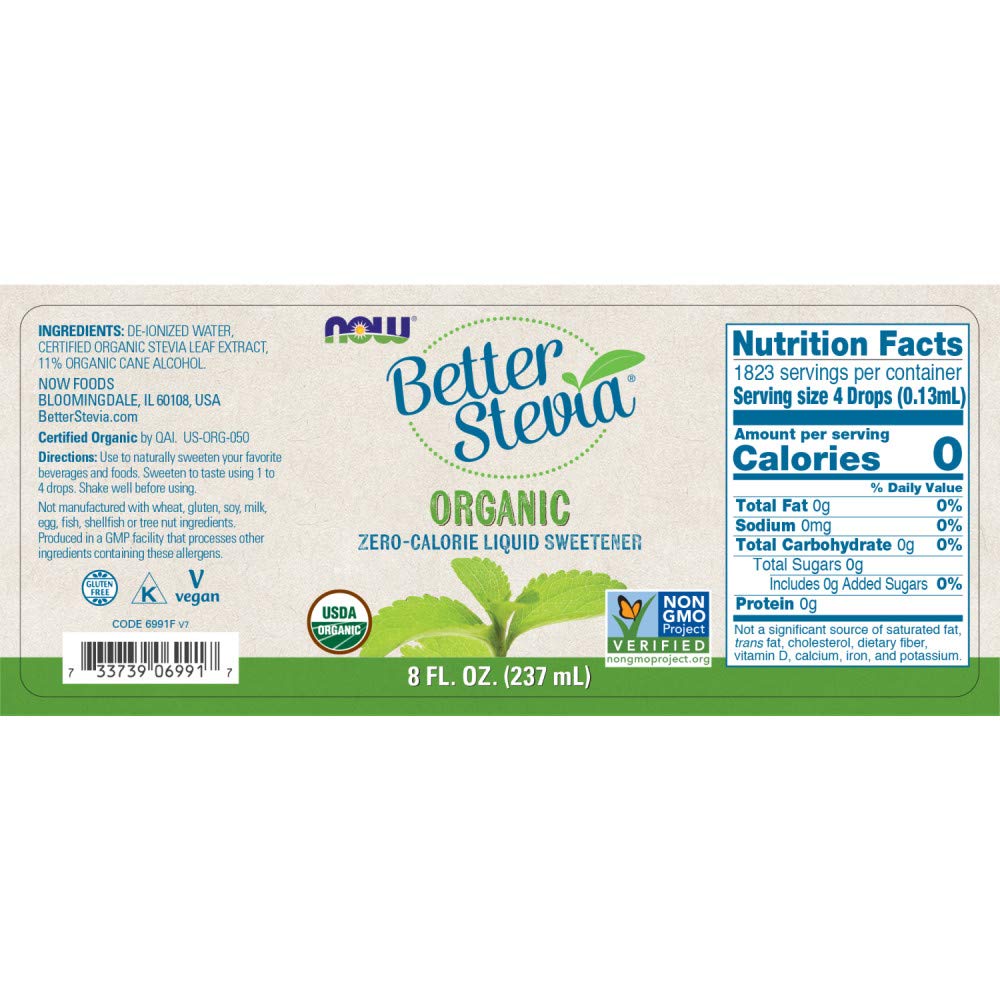 NOW Foods Better Stevia Organic Liquid - 8 oz Bottle