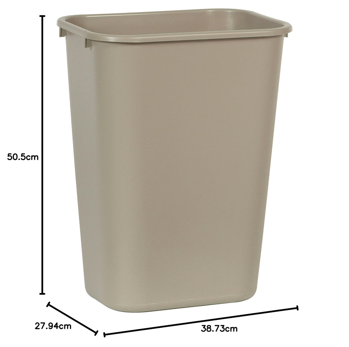 Rubbermaid Commercial Products Deskside Wastebasket/Trash Can, 10.25-Gallon/41-Quart, Beige, Plastic, Garbage Can for Home/Office, Fits Under Desk/Sink/Cabinet