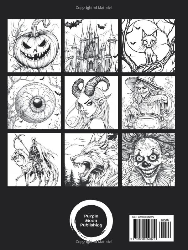 Livre de coloriage d'Halloween pour adultes : amusement effrayant, soulagement du stress et expression créative avec des illustrations de dark fantasy et d'art gothique
