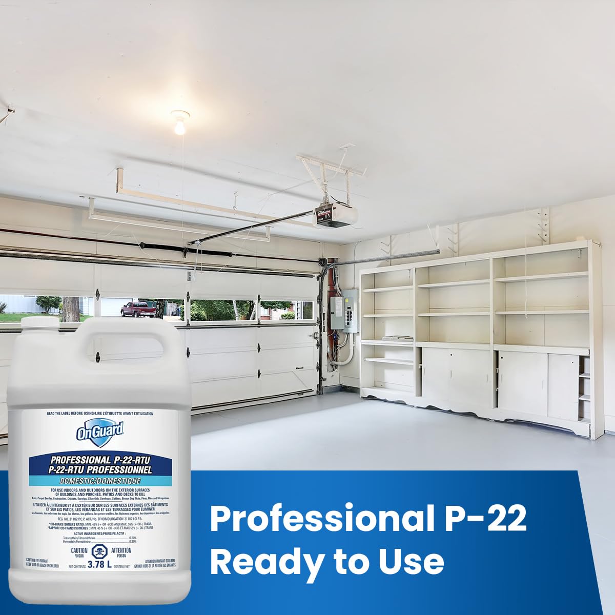 OnGuard Professional P-22-RTU Residual Spray Insect Killer, 3.78L Jug, for Ants, Carpet Beetles, Cockroaches, Crickets, Earwigs, Silverfish, Sowbugs, Spiders, Ticks, Fleas, Flies and Mosquitoes