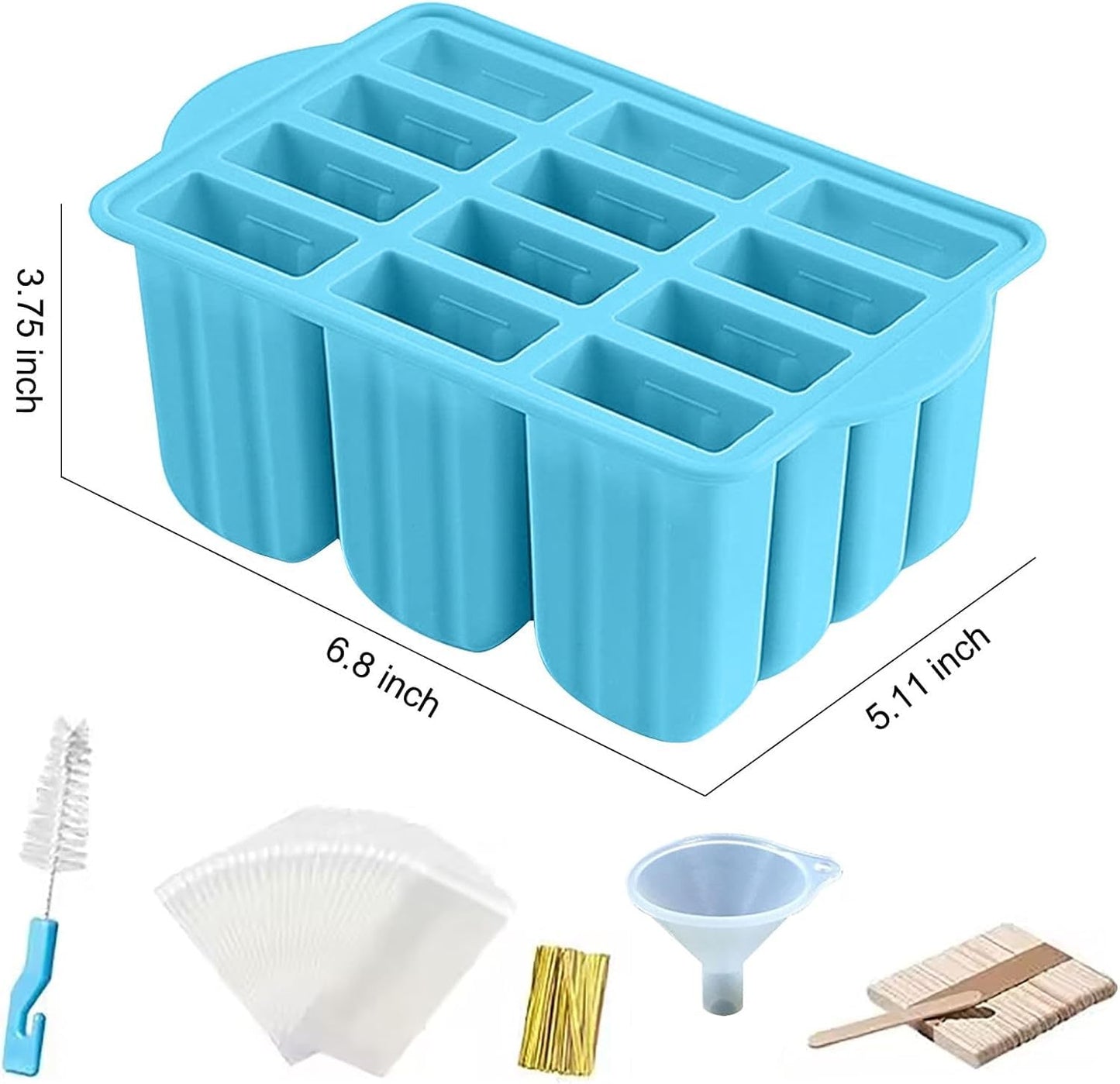 POLCANUR Popsicle Molds Silicone BPA-Free,12 Pieces Popsicle Trays for Freezer,Homemade Ice Cream Popsicle Molds,Large Ice Pop Maker Set,Reusable Ice Lolly Mould with 50PCS Popsicle Sticks - Available at All In One Marketplace Canada