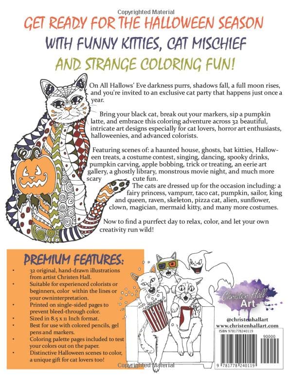 Halloween Cat Party: A Scary Cute Coloring Book: A Purrfect Halloween Gift for Cat-Lovers