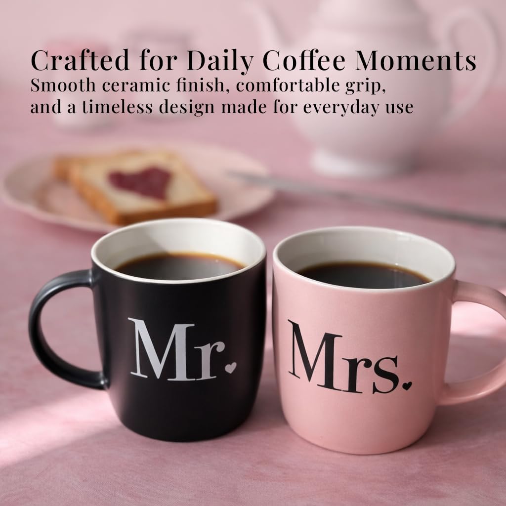 Triple Gifffted Mr and Mrs Coffee Mugs Couples Gift Set, 380 ml Ceramic 🍁 All In One Marketplace Canada