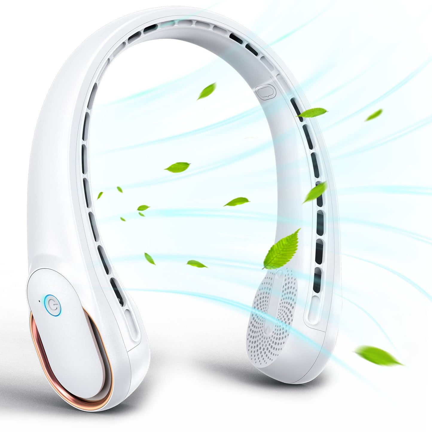 Neck Fan, Neck Fans Portable Rechargeable, Upgrade 360° Air Outlet, Super Quiet, 3 Speeds, 4000mAh Personal Bladeless Wearable Fan for Indoor Outdoor Travel-White - Available at All In One Marketplace Canada