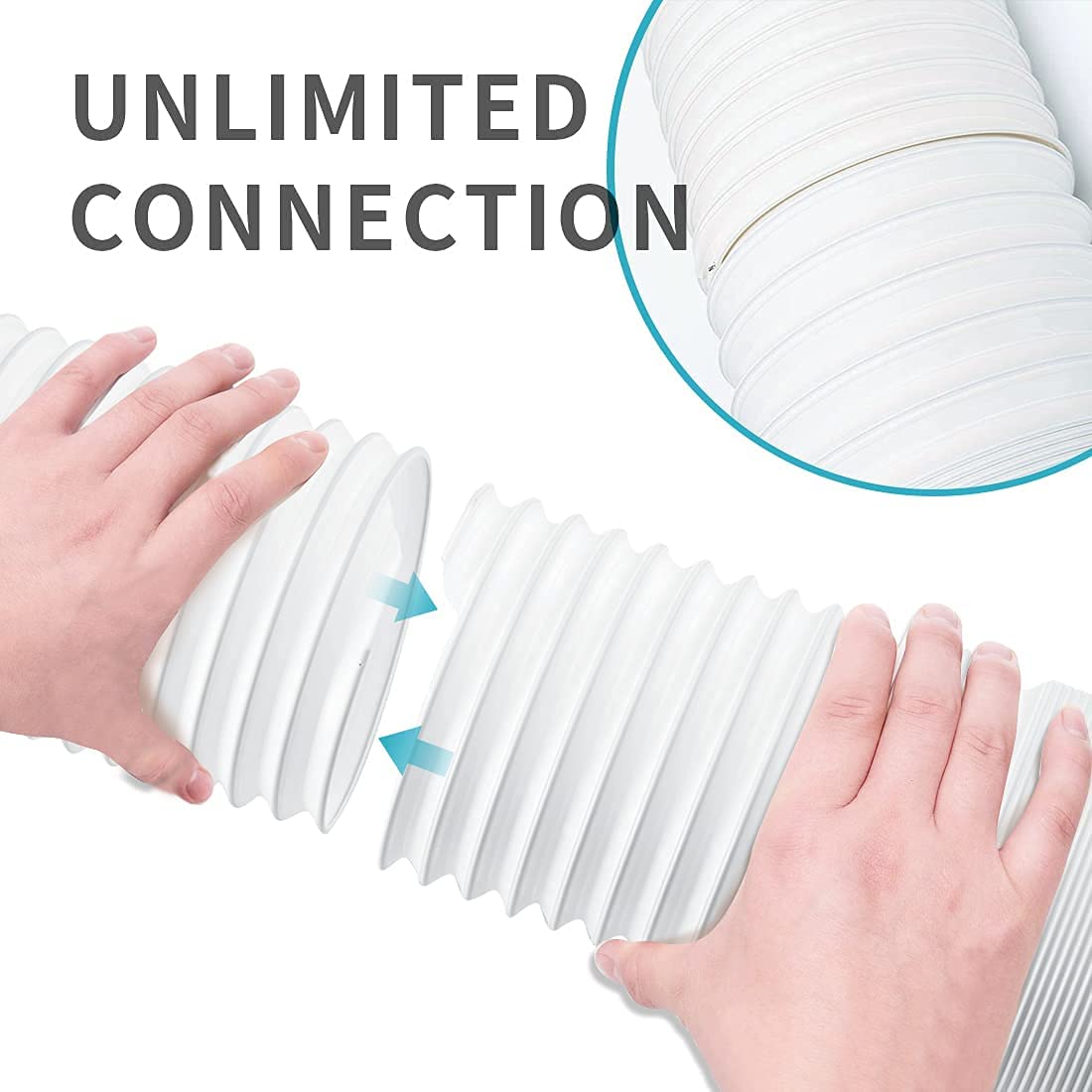 FUBININA 80" Portable Air Conditioner Hose, AC Hose with 5.9" Diameter, Anti-Clockwise Thread AC Exhaust Hose for Portable AC Vent Replacement Tube Compatible with LG Air Conditioner Part - Available at All In One Marketplace Canada
