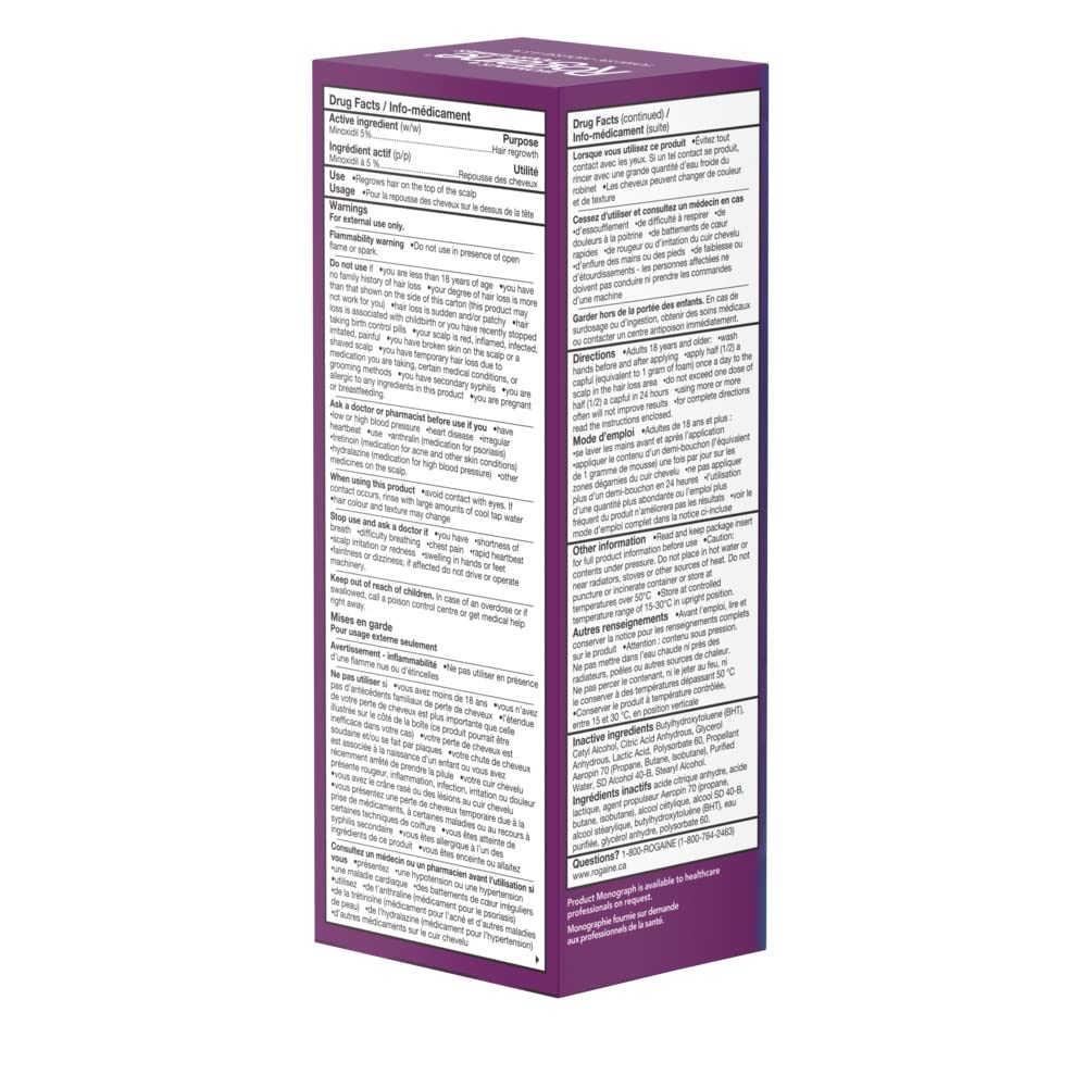 Rogaine Women's Hair Loss & Thinning Treatment, 5% Minoxidil Foam, 2 Month Supply 1x60g - Available at All In One Marketplace Canada