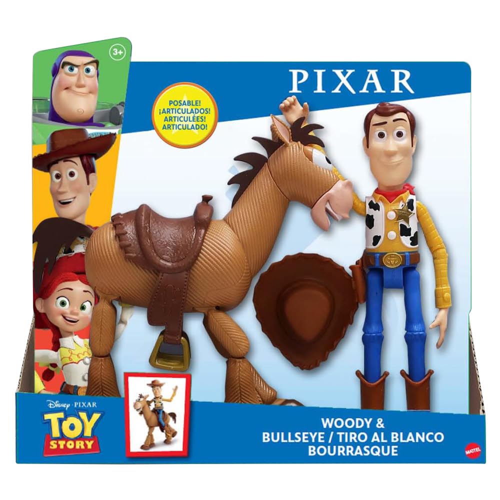 Mattel Disney Pixar's Toy Story 4 Woody and Bullseye 2-Character Pack, Movie-inspired Relative-Scale for Storytelling Play - Available at All In One Marketplace Canada