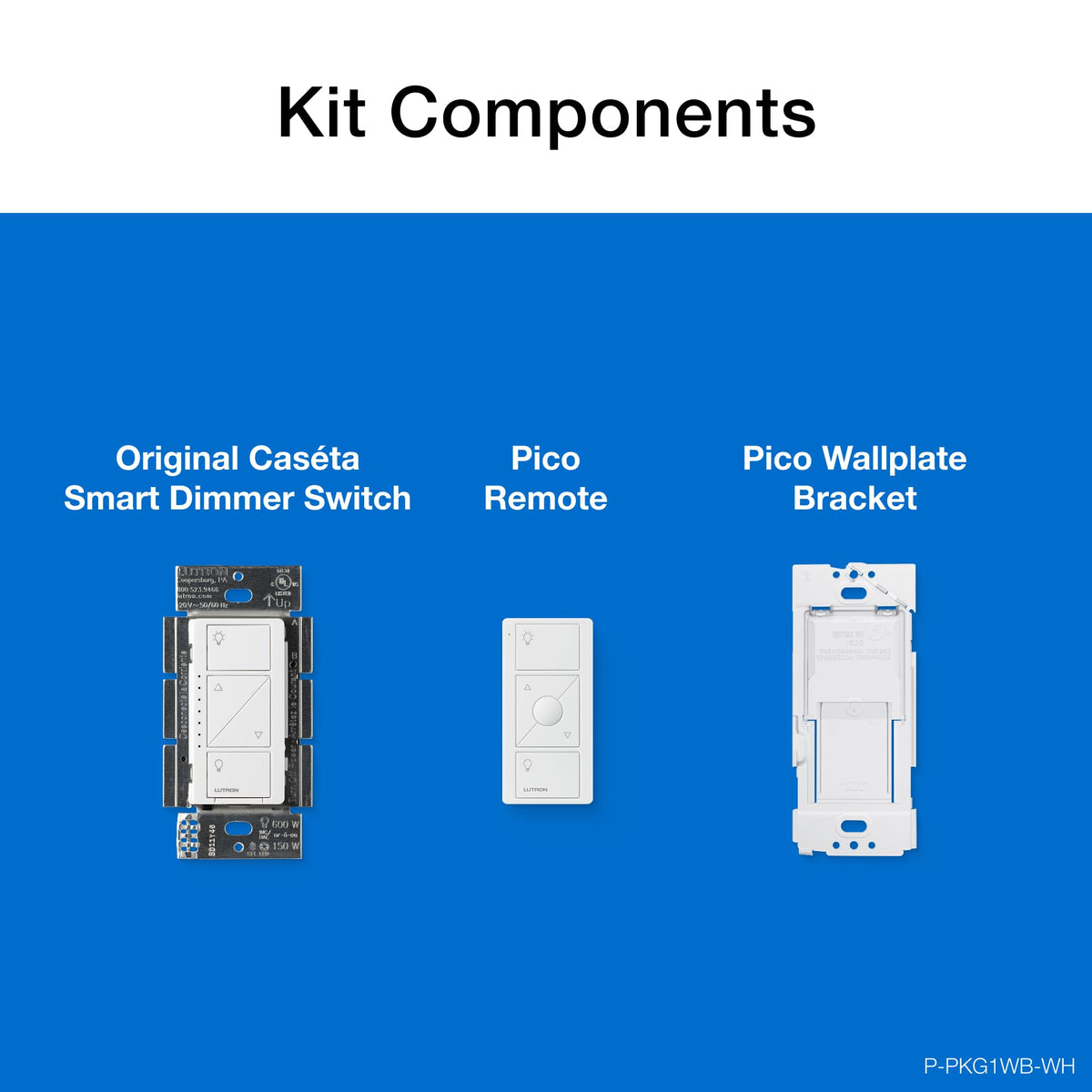 Lutron Caséta Smart Home Dimmer Switch and Pico Remote Kit, Works with Alexa, Apple HomeKit, Ring, Google Assistant (Smart Hub Required) | P-PKG1WB-WH | White