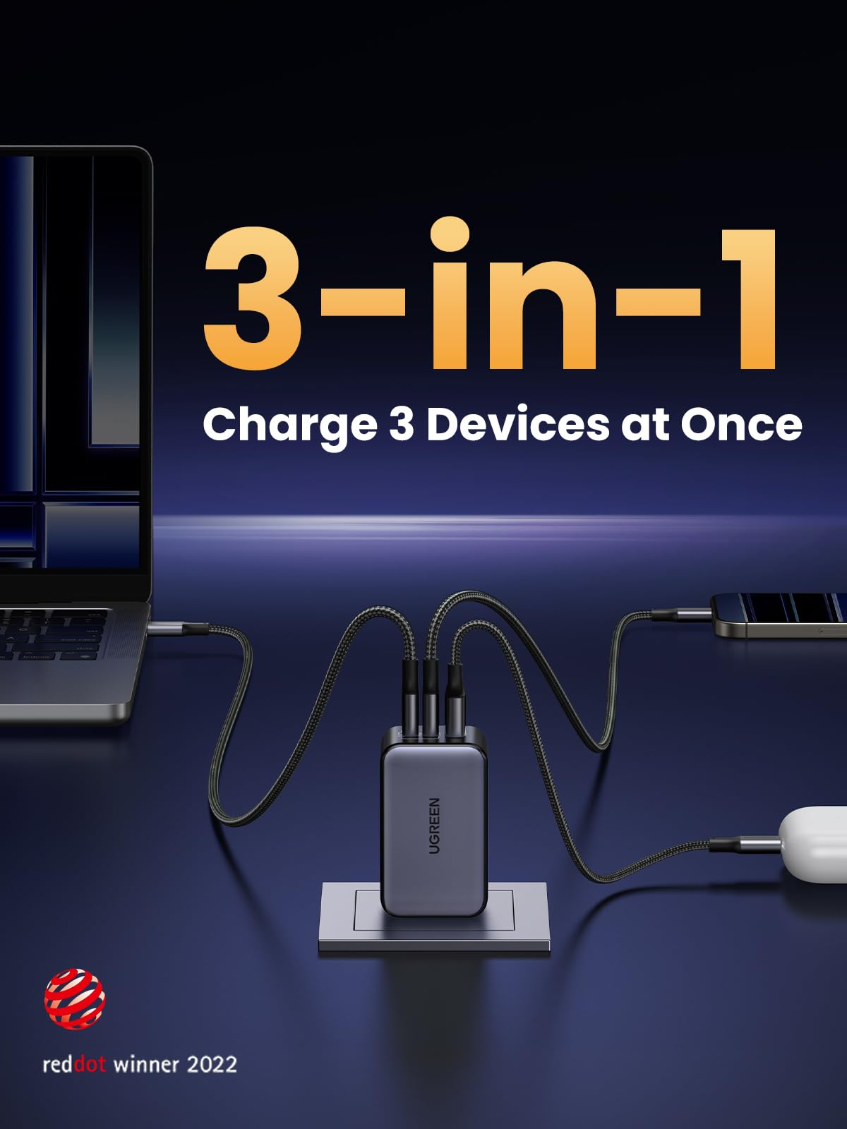 UGREEN Nexode 65W USB C Charger, 3 Port GaN Charger Foldable Tablet Charger Block Compatible with iPhone 17 Pro Max/17 Pro/iPhone Air/17, Tablet, iPad, MacBook Pro/Air, Galaxy S26 S25, Pixel 10 - Available at All In One Marketplace Canada