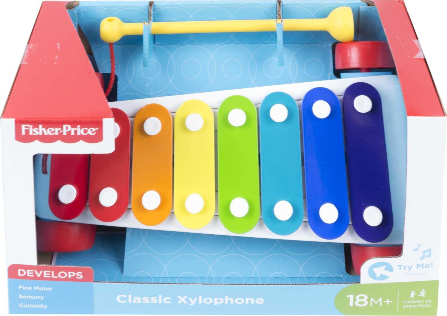 Fisher-Price Toddler Pull Toy, Classic Xylophone Pretend Musical Instrument with Mallet for Preschool Kids Ages 18+ Months Fisher-Price