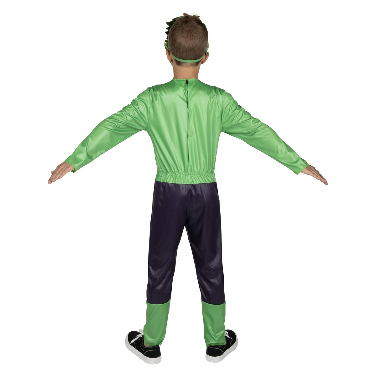 Costume d'Halloween officiel Marvel Hulk pour enfant - Combinaison en tissu de qualité supérieure avec motif imprimé et masque en plastique (Grand) Vert