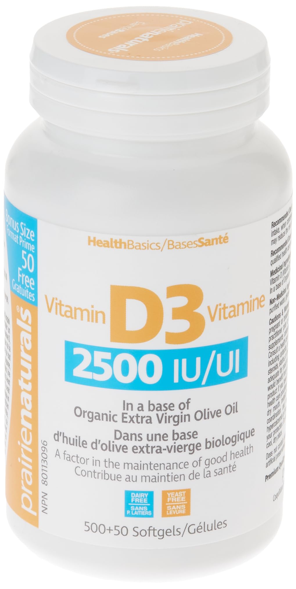 Prairie Naturals Vitamin d3 cholecalciferol 2,500iu softgel, 550 Count - Available at All In One Marketplace Canada