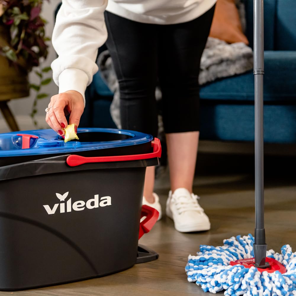 Vileda RinseClean Spin Mop & Bucket System | 2-Tanks Separate Clean and Dirty Water | Machine Washable and Reusable Microfibre Mop Head Replacement | Hands-Free Wringing Bucket 🍁 All In One Marketplace Canada