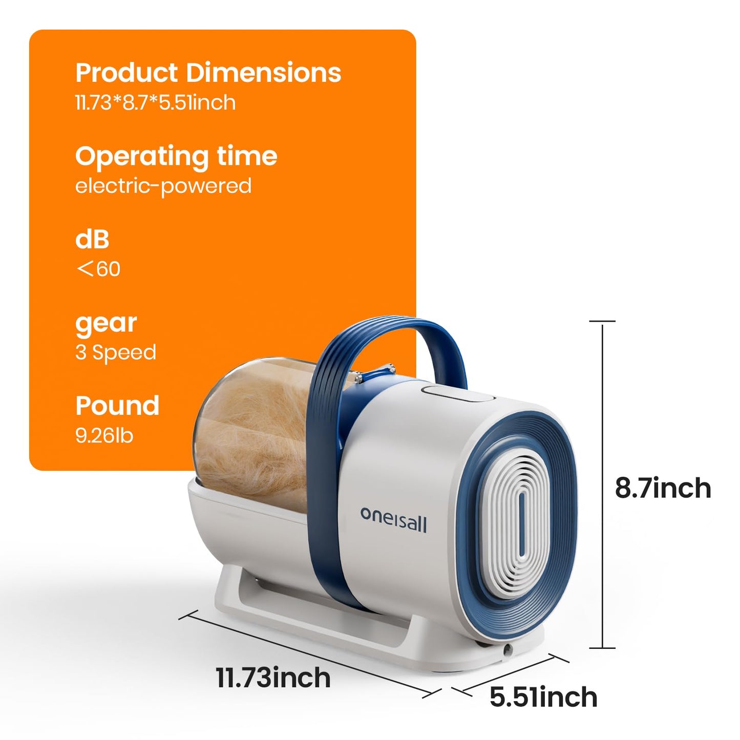 oneisall Dog Grooming Kit, Dog Grooming Clippers, Professional Pet Grooming Vacuum with 7 Pet Grooming Tools for Shedding Thick & Thin Dogs Cats Pet Hair - Available at All In One Marketplace Canada