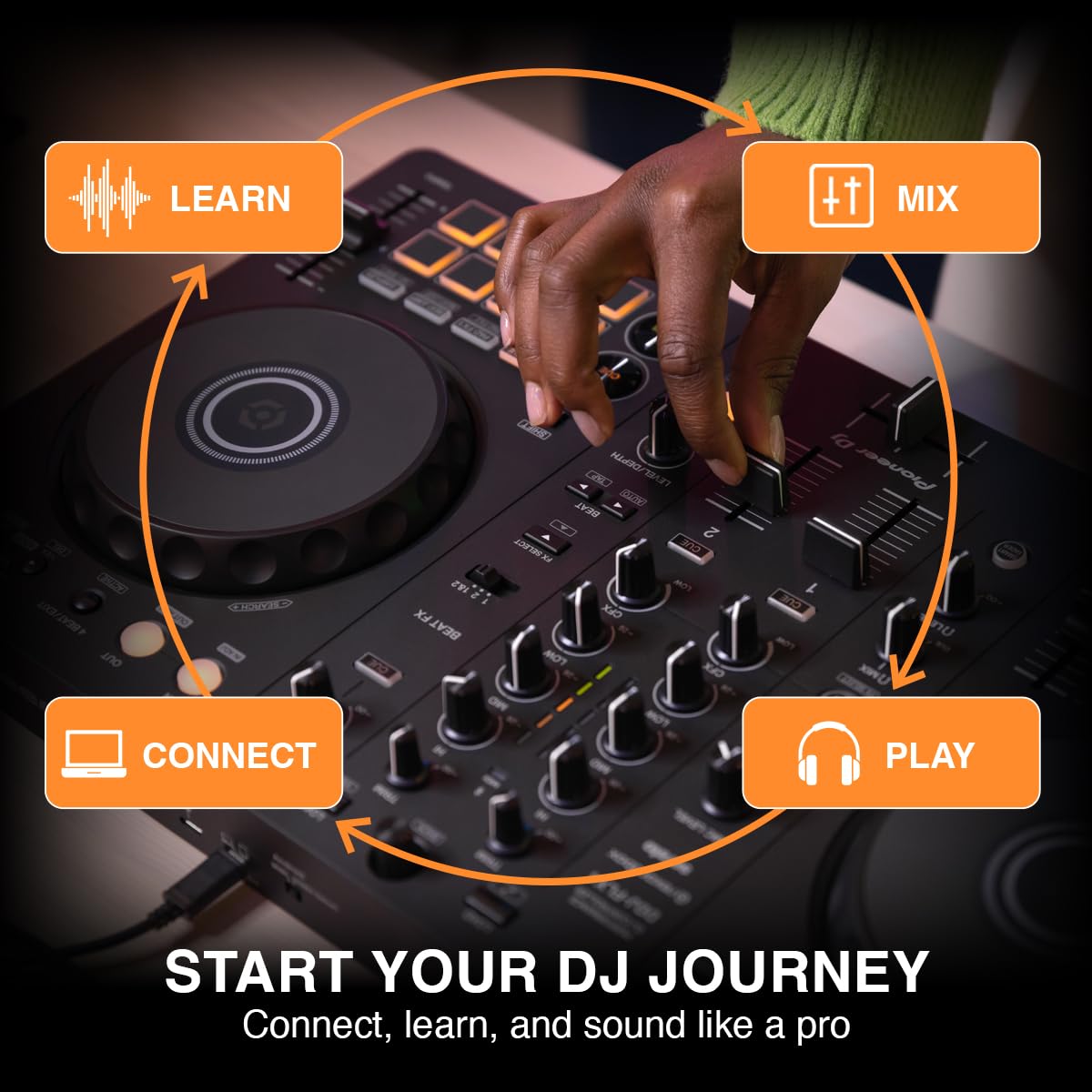 Pioneer DJ DDJ-FLX4 2-Channel DJ Controller, 16 Pads, Graphite