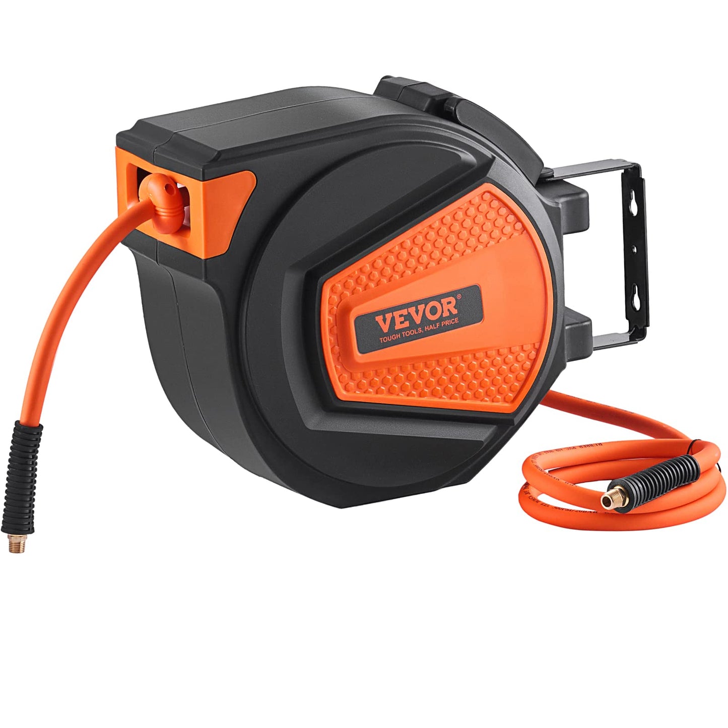 VEVOR Retractable Air Hose Reel, 3/8 in x 50 FT Hybrid Air Hose Max 300PSI, Air Compressor Hose Reel with 5 ft Lead in, Ceiling/Wall Mount Enclosed Air Reel, 180° Swivel Mount VEVOR