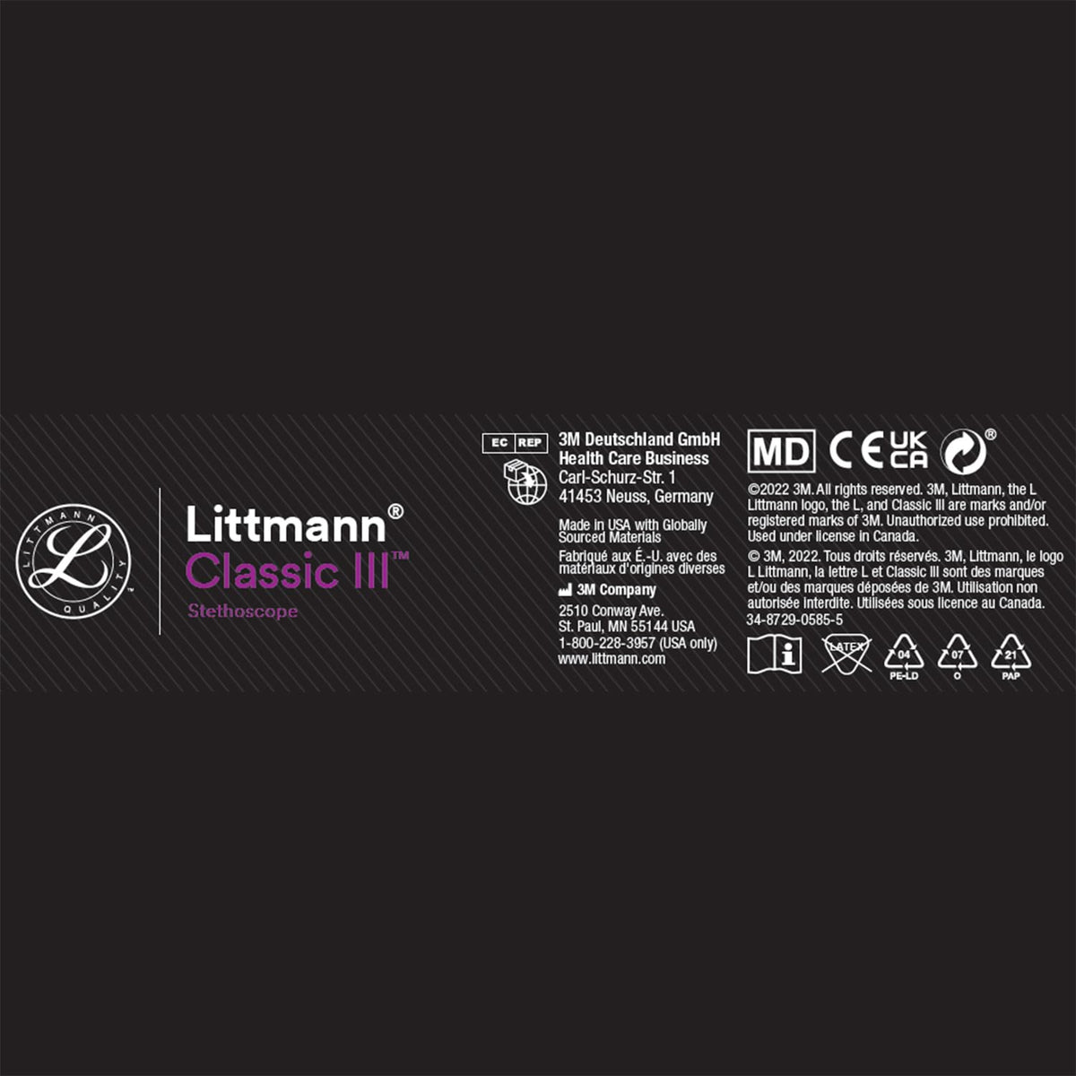 3M Littmann Classic III Monitoring Stethoscope, 5648, More Than 2X as Loud*, Weighs Less**, Stainless Steel Chestpiece, 69 cm (27") Raspberry Tube