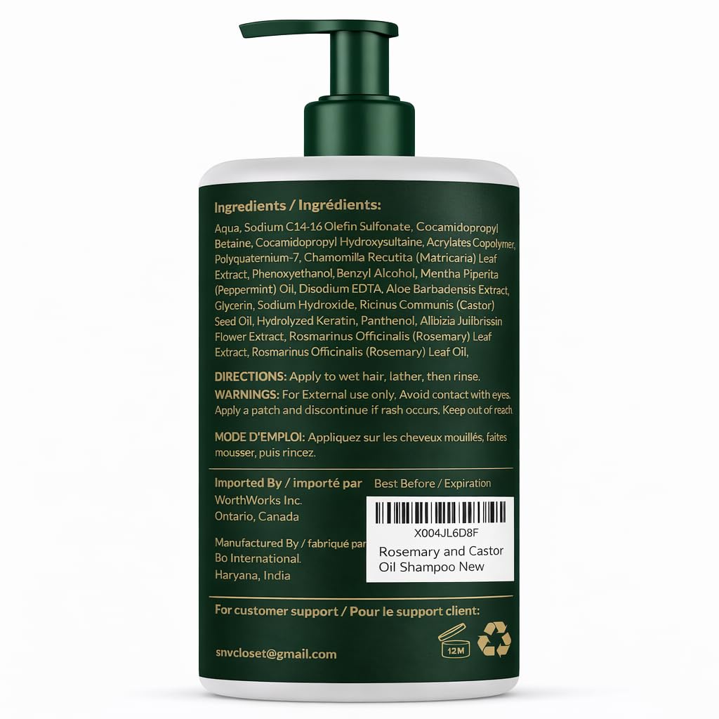 Moongrass Rosemary Shampoo with Castor Oil, Plant-Based, Designed in Canada 🍁 All In One Marketplace Canada