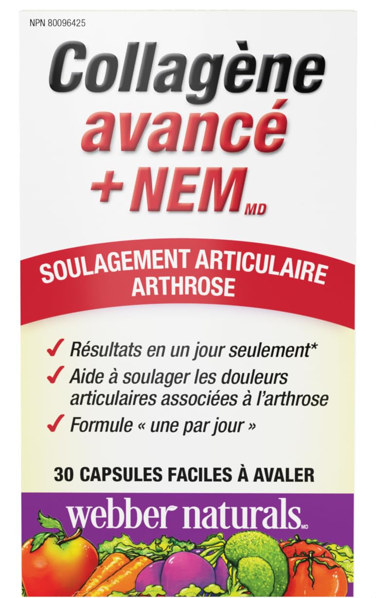Webber Naturals Advanced Collagen + NEM, Helps Reduce Joint Pain & Stiffness, 30 Capsules, Clinically Researched - Available at All In One Marketplace Canada