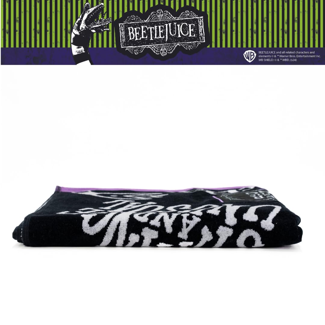 Serviette de bain/plage/piscine Franco Luxe Beetlejuice Halloween Goth, ultra douce, en coton jacquard surdimensionné, 163 cm x 86 cm (Produit sous licence officielle)