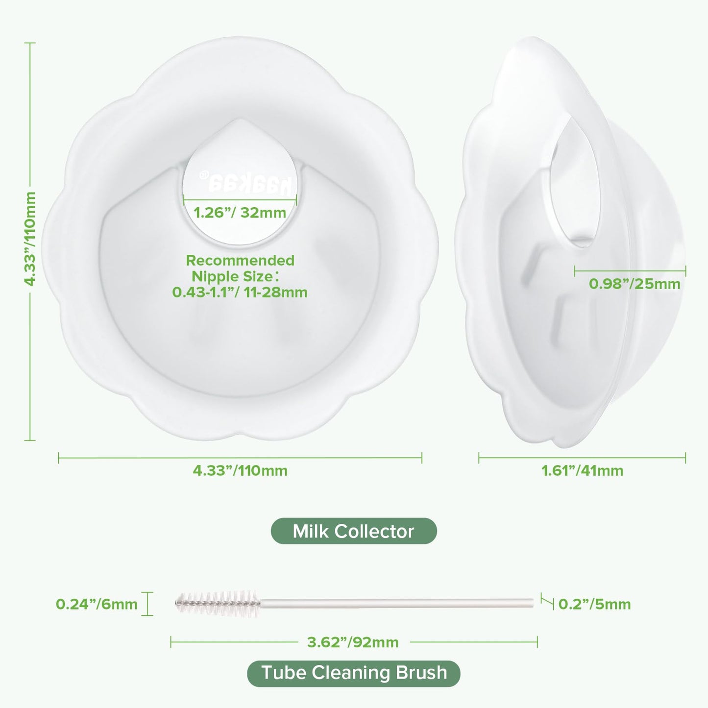 haakaa Petal Soft Silicone Milk Collector丨Discreet Leak-Protection Breast Milk Saver, Reusable Breast Shells Milk Collection Cup for Breastfeeding with Cleaning Brush- 2PCS